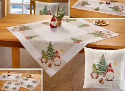 Tischdecke mit weihnachtlichem Wichtel-Dessin