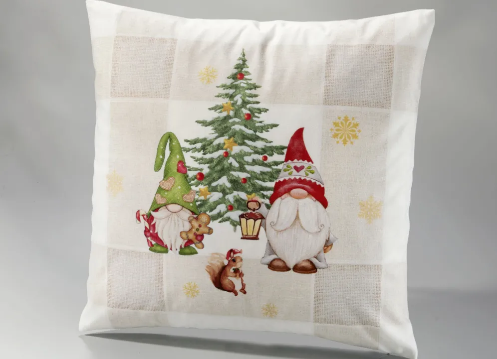 Tischdecke mit weihnachtlichem Wichtel-Dessin