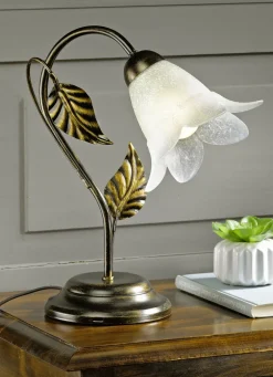 Tischleuchte aus Metall mit dekorativem Blattwerk