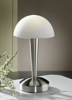 Tischleuchte aus Metall und Glas mit Leuchtmittel