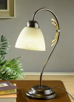 Tischleuchte, 1-flammig, mit Gestell aus Eisen