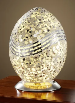 Tischleuchte in Eiform mit faszinierendem Mosaik-Effekt