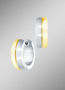 Tolle Klappcreolen in Bicolor, Hochglanz/satiniert