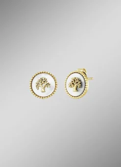 Tree of Life vergoldete Ohrstecker Perlmutteinlage