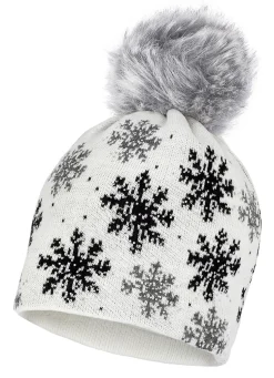 Trendige Damen-Mütze, mit Schneeflocken-Dessin