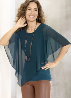 Unifarbene Poncho-Tunika