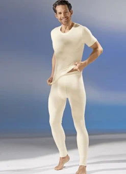 Unterhose, lang, mit Angora, in Ecru