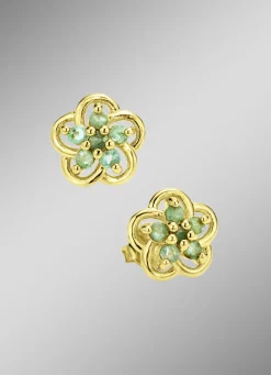 Vergoldete Ohrstecker mit echt Smaragd