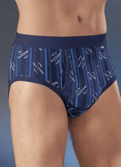 Viererpack Slips aus Feinripp mit Eingriff, bunt dessiniert
