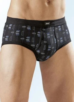 Viererpack Slips mit paspeliertem Eingriff, allover dessiniert