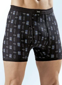 Viererpack Unterhosen mit paspeliertem Eingriff, allover dessiniert