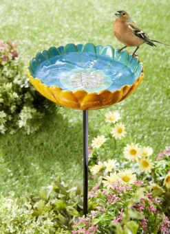 Vogeltränke Blüte aus glasierter Keramik