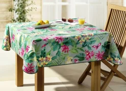 Wachstischtuch mit farblich abgestimmtem Schrägband