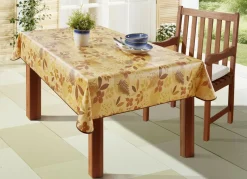 Wachstuch-Tischdecke mit Blätter-Motiv