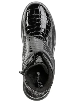 Waldläufer Bootie aus krokogeprägtem Lackleder