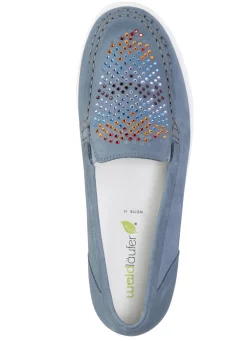 Waldläufer Mokassin-Slipper mit bunten Glitzersteinchen besetzt