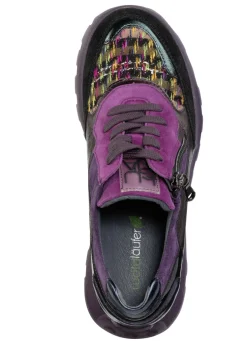 Waldläufer Schnür-Sneaker mit buntem Textilmaterial kombiniert