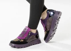 Waldläufer Schnür-Sneaker mit buntem Textilmaterial kombiniert