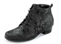Waldläufer Schnür-Stiefelette mit floraler Prägung