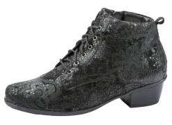 Waldläufer Schnür-Stiefelette mit floraler Prägung