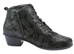 Waldläufer Schnür-Stiefelette mit floraler Prägung