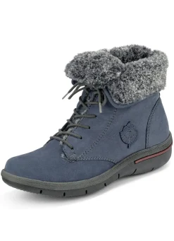 Waldläufer Schnür-Stiefelette mit kuscheligem Webpelzkragen