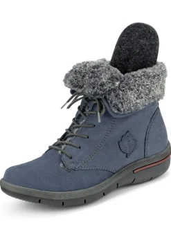 Waldläufer Schnür-Stiefelette mit kuscheligem Webpelzkragen