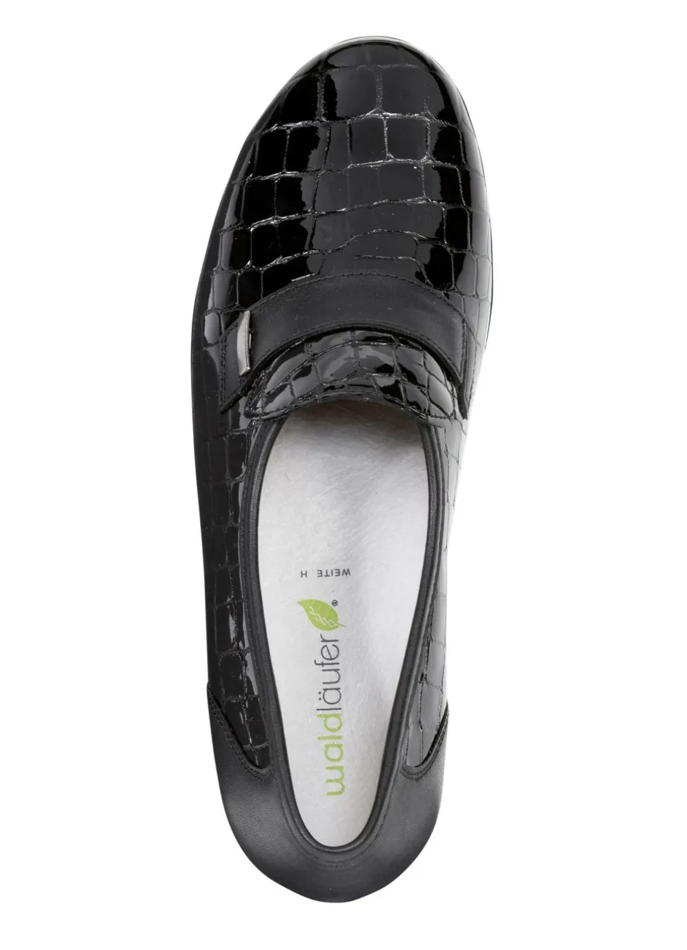 Waldläufer Slipper aus krokogeprägtem Lackleder und Nappaleder