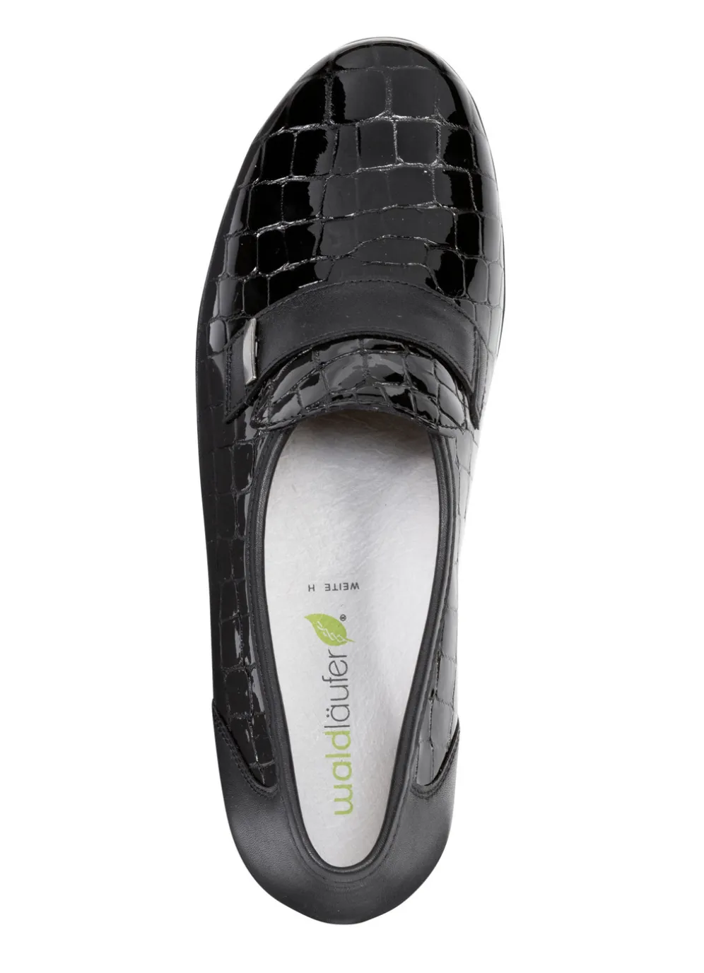 Waldläufer Slipper aus krokogeprägtem Lackleder und Nappaleder