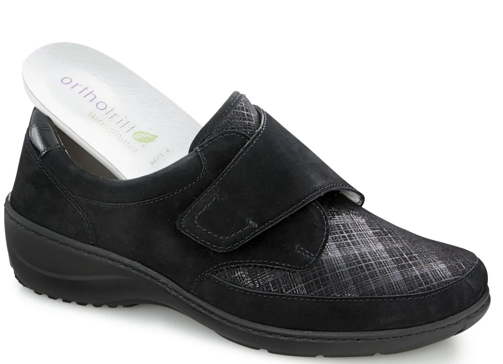 Waldläufer Slipper mit Stretchmaterial im Ballenbereich