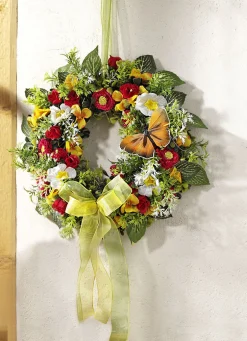 Wand- oder Türschmuck mit Frühlingsblumen