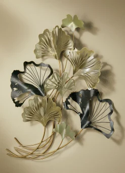 Wanddekoration Ginkgoblätter aus Metall