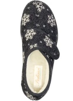 Warme Damen-Hausschuhe, Weite H, mit Klettverschluss