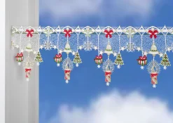 Weihnachtliche Stangendekoration aus echter Plauener Spitze