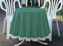 Wind- und wetterfeste Gartentischdecke mit Fransenabschluss