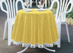 Wind- und wetterfeste Gartentischdecke mit Fransenabschluss