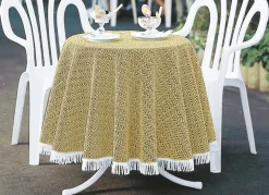 Wind- und wetterfeste Gartentischdecke mit Fransenabschluss