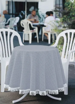 Wind- und wetterfeste Gartentischdecke mit Fransenabschluss