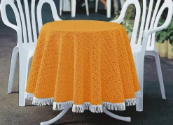 Wind- und wetterfeste Gartentischdecke mit Fransenabschluss