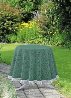 Wind- und wetterfeste Gartentischdecke mit Fransenabschluss