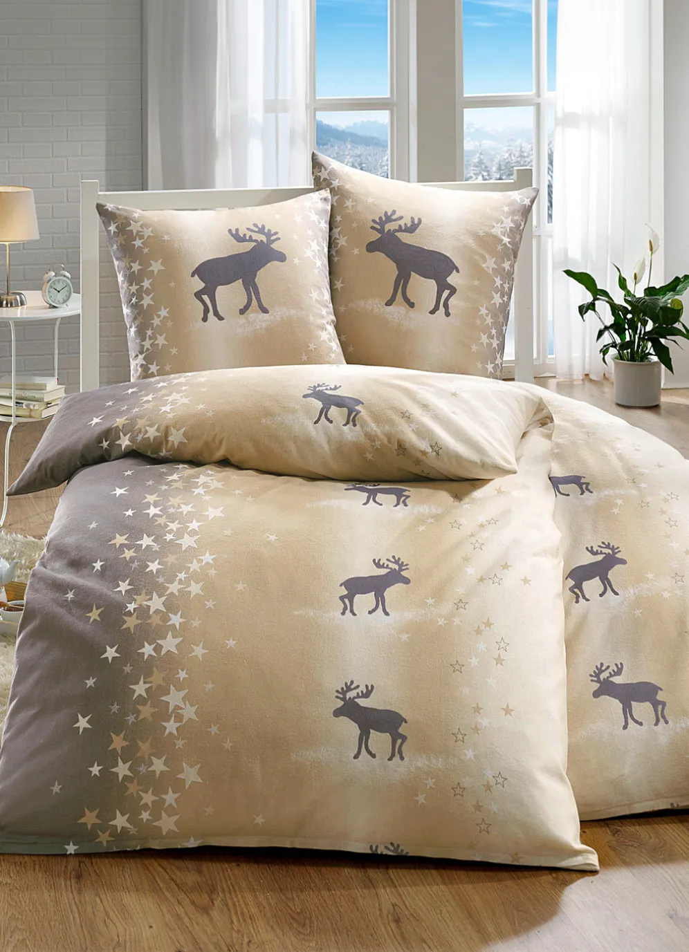 Winterlich-weihnachtliche Bettwäsche-Garnitur