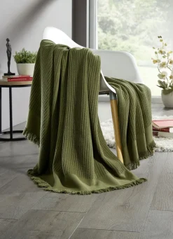 Wohndecke und Kissenbezug in toller Strickoptik