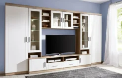 Wohnwand mit LED-Glasbodenbeleuchtung