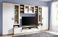 Wohnwand mit LED-Glasbodenbeleuchtung