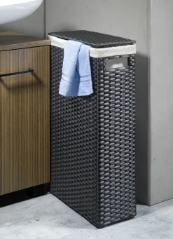 Wäschekorb mit Polyrattan-Geflecht