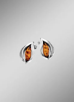 Zeitlos elegante Ohrstecker mit echt Bernstein