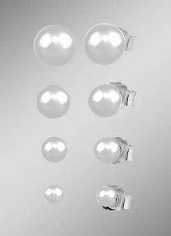 Zeitloses Ohrstecker-Set in Silber, 4 Paar
