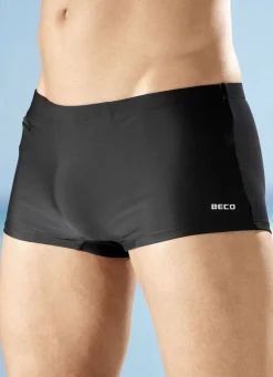 Zweierpack Badehosen in Kastenform mit Reißverschlusstasche