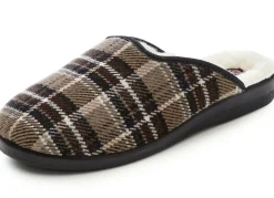 Zweierpack, gefütterte Herren-Hausschuhe, mit Wolle