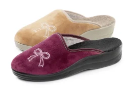 Zweierpack, klassische Damen-Hausschuhe, Weite G, mit funkelnden Glitzersteinchen